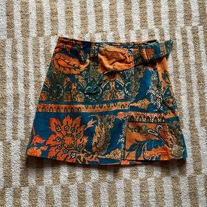 New UO Tapestry Corduroy Wrap Skirt